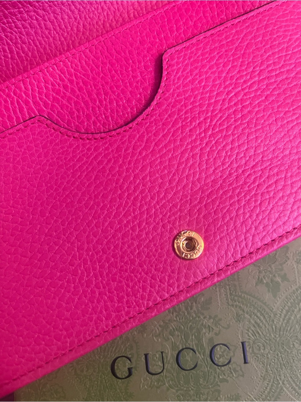 Gucci GG Marmont Pink Pebbled Leather Wallet on Chain + Packaging - Picture 8 of 14